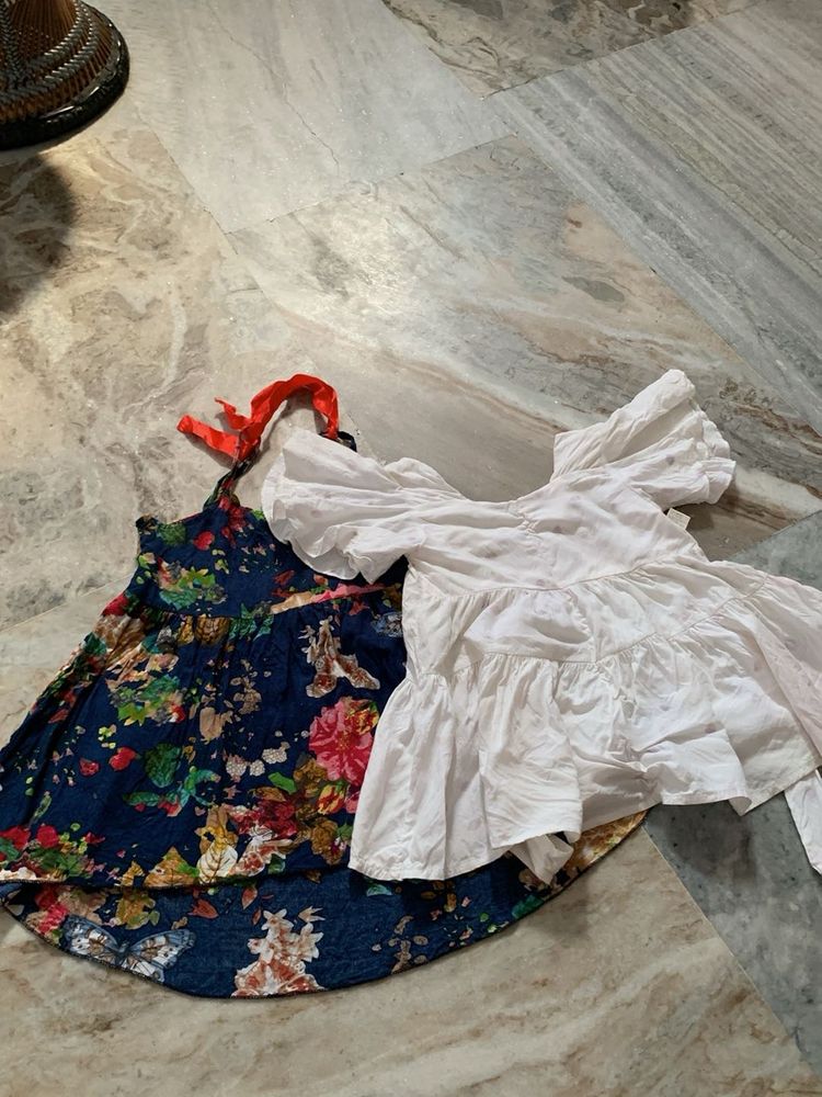Floral &amp; White Mini Dresses Set