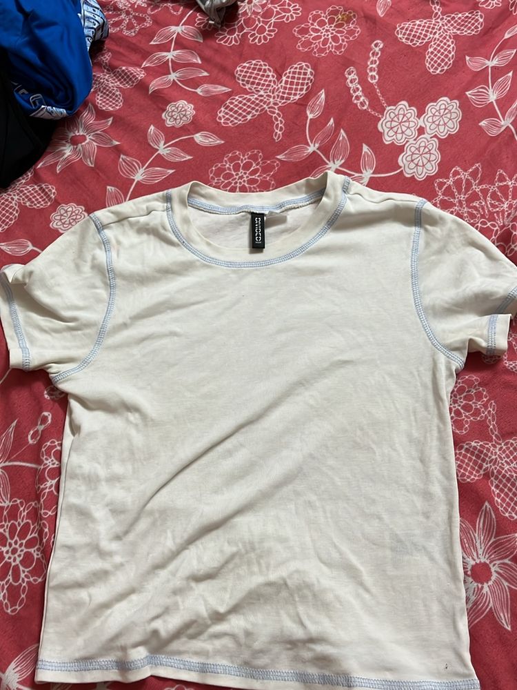 H&amp;M White Crop Top