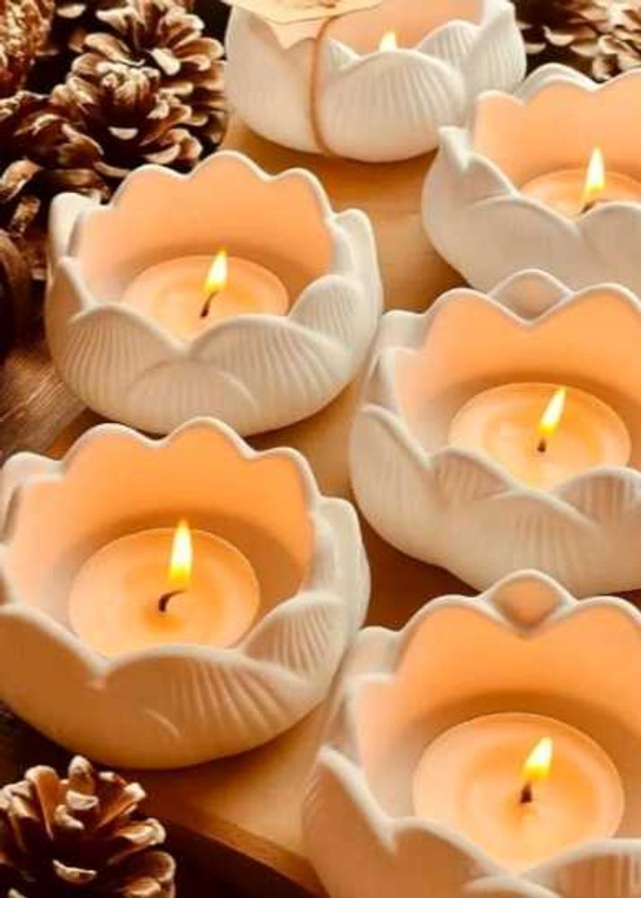 Lotus Shaped Candle Holders Set of 3