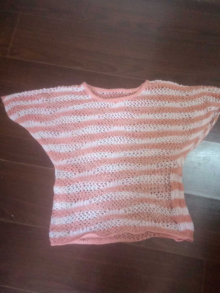 Striped Crochet Knit Top