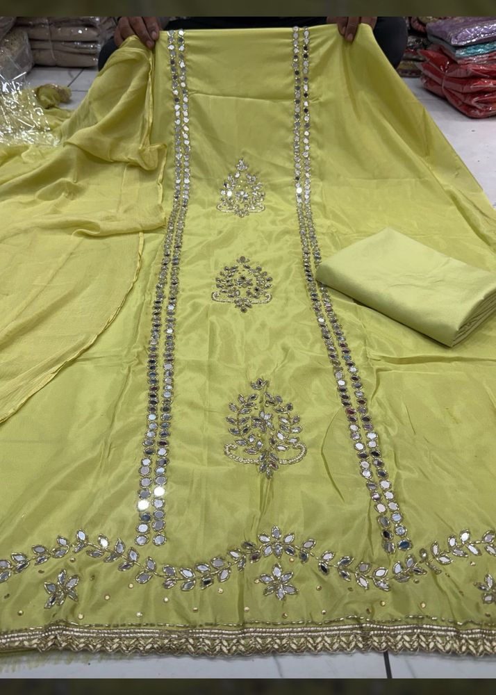 Beautiful Yellow Kurta Set with Mirror Work