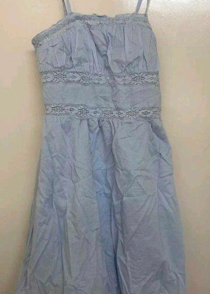 Light Blue Lace Trim Dress