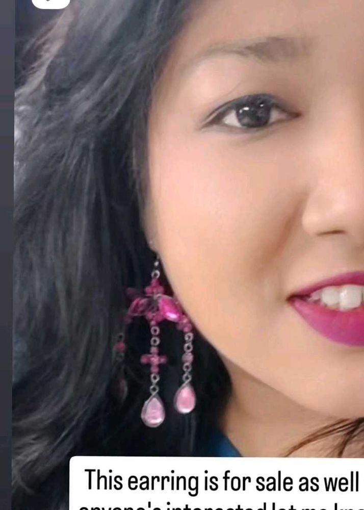 Pink Long Earrings Pair