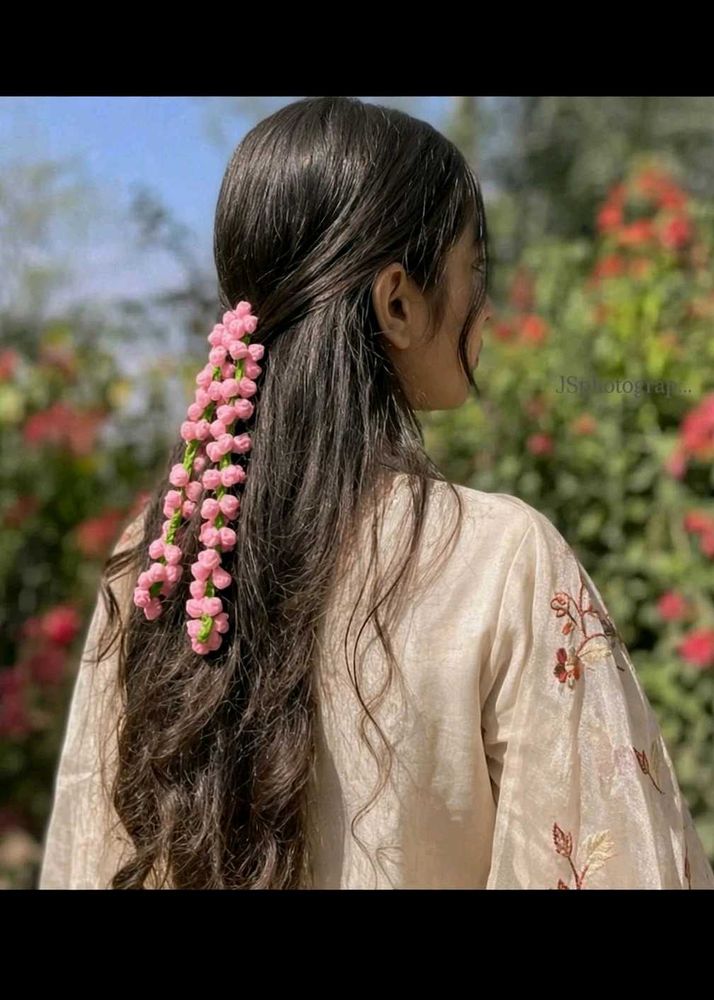 Handmade Pink Gajra crochet