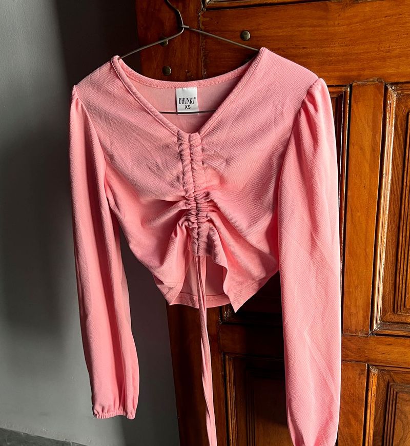 Pink Ruched Long Sleeve Top🎀