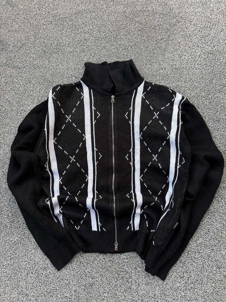 Argyle Zip-Up Sweater