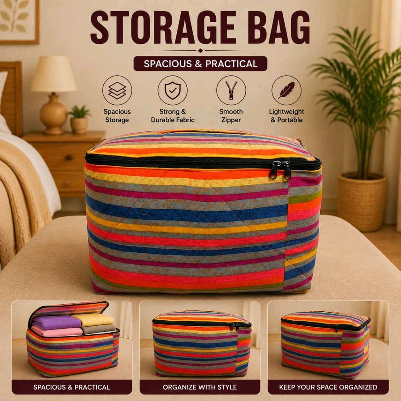 🇳🇿💫🎀Colorful Striped Storage Bag