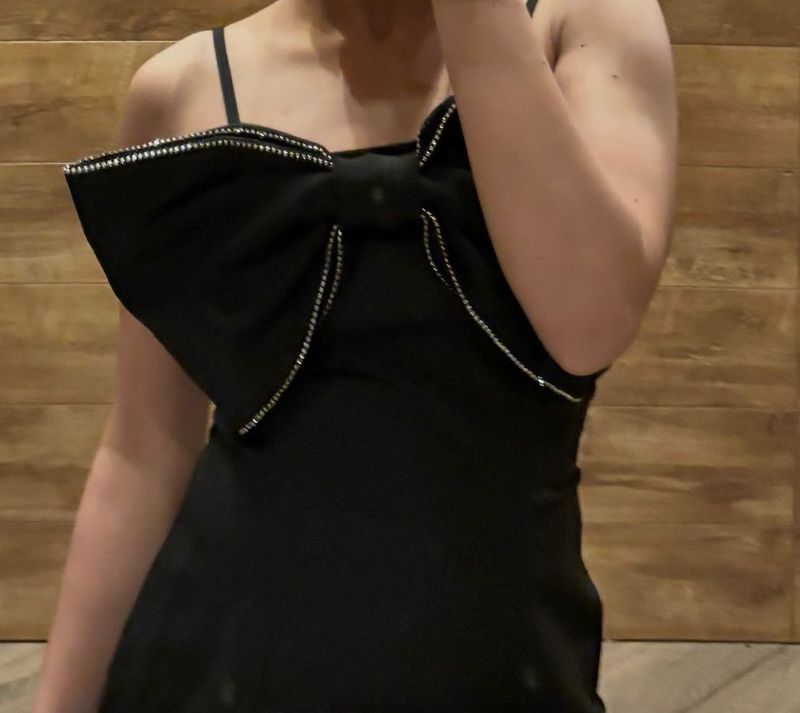 Chic Black Mini Dress with Bow Detail