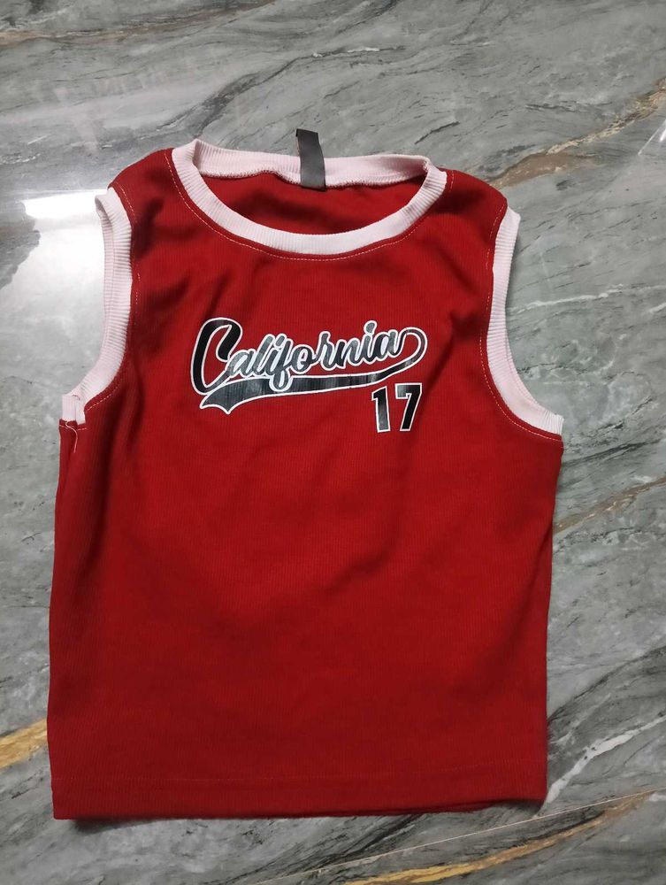 Red "California 17" Sleeveless Top