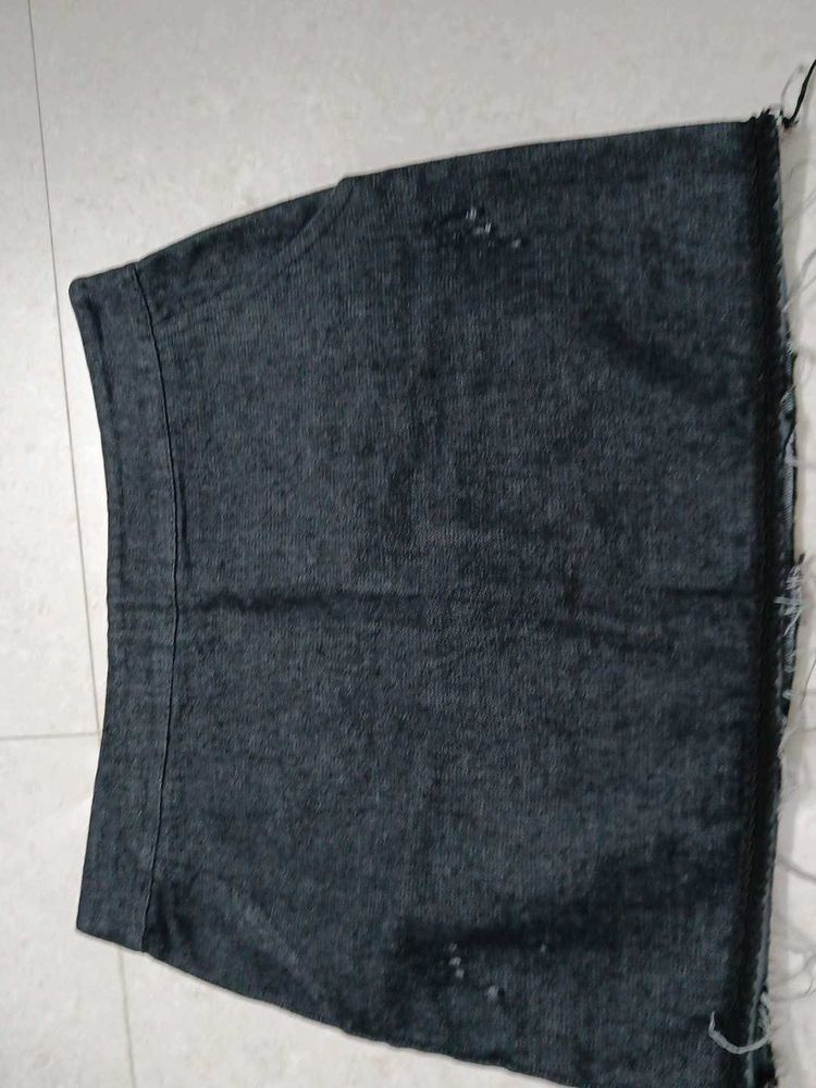 Distressed Denim Mini Skirt