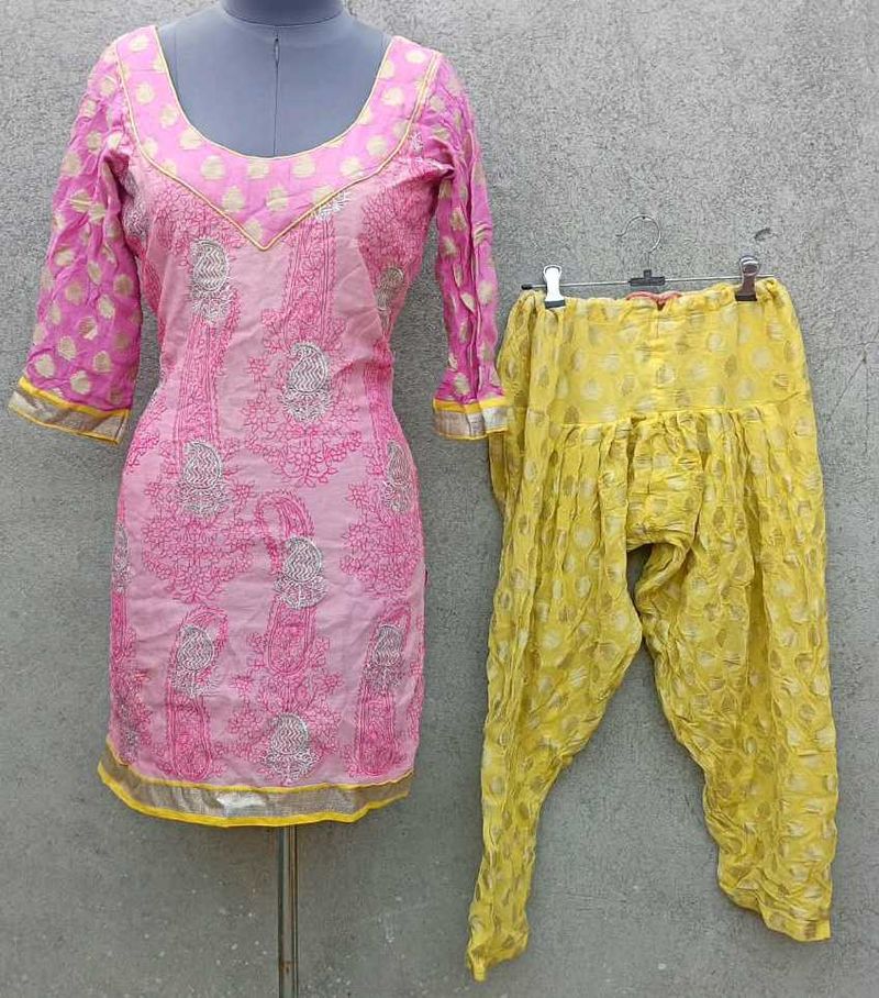 Pink Kurta with Yellow Patiala