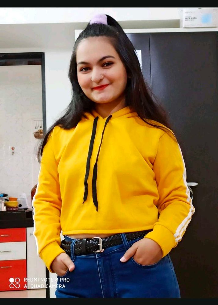 Yellow Crop Hoodie