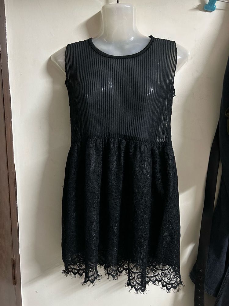 Black Lace Sheer Dress