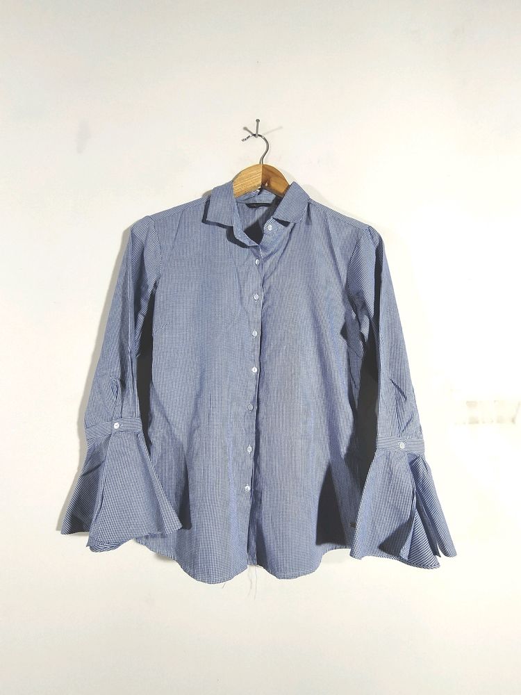 Blue Printed Shirt Top (Women's)