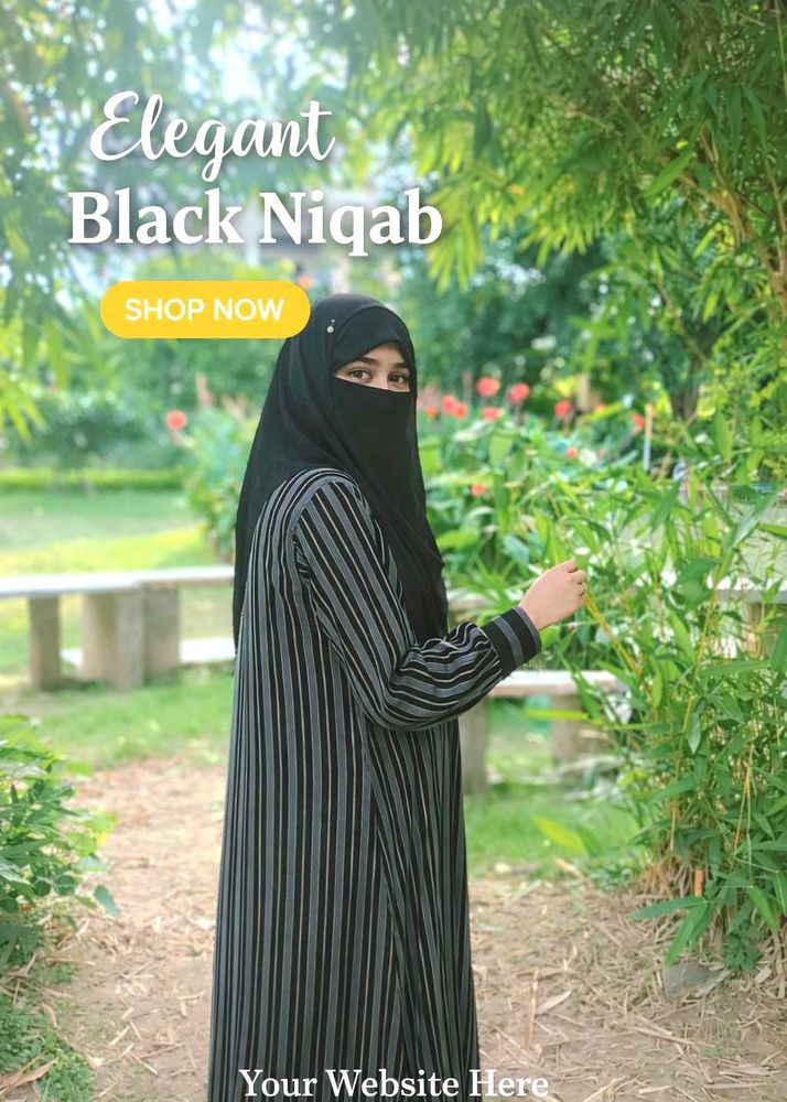 Elegant Black Striped Abaya naqab