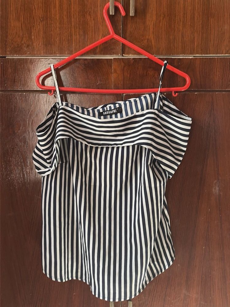 Striped Off-Shoulder Ruffle Top