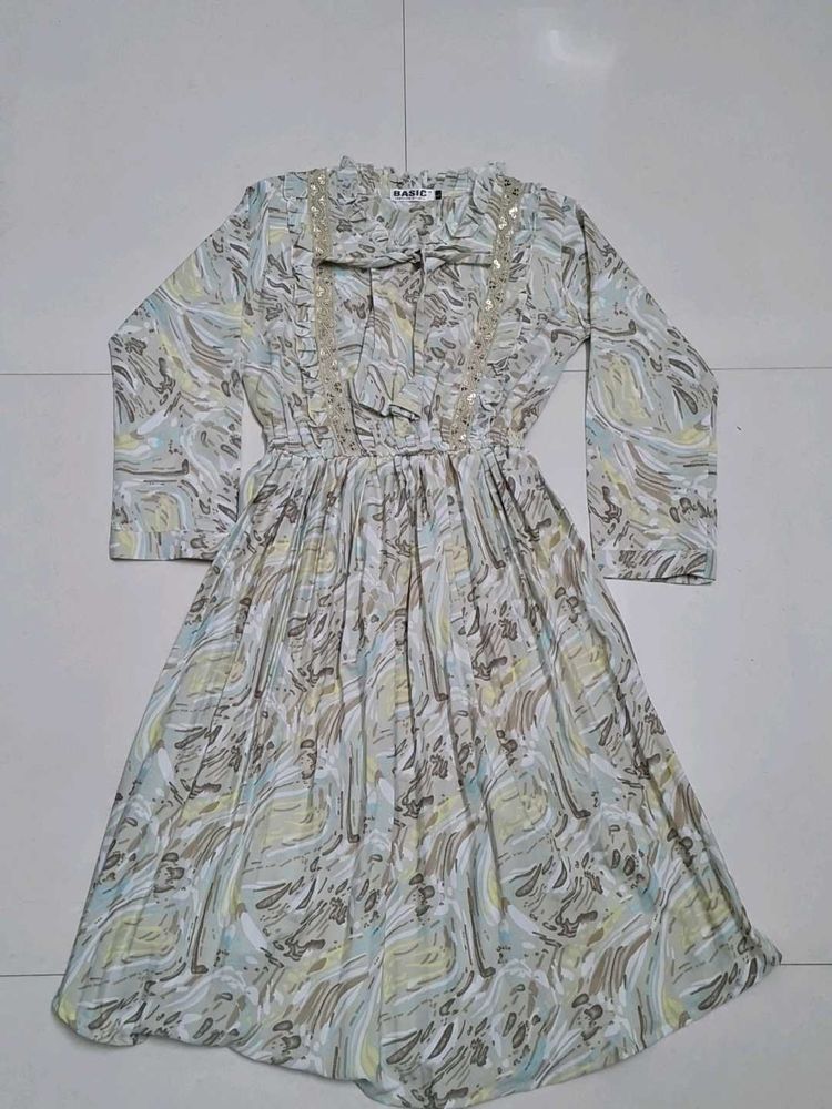 Pastel printed A-line dress