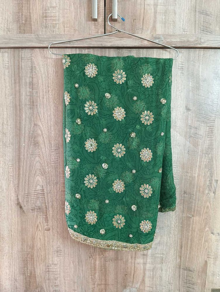GREEN EMBROIDERY SAREE