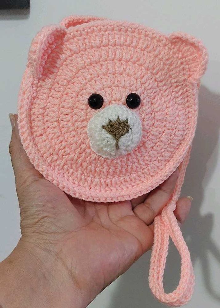 Cute Crocheted Teddy Bear Pouch