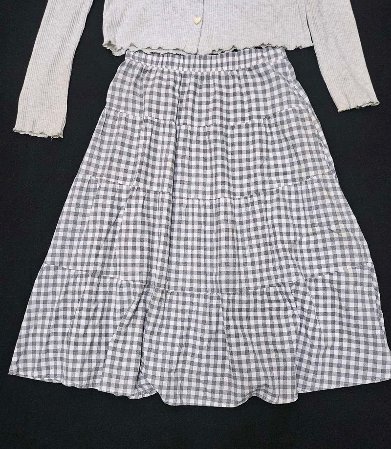Cute Tiered Gingham Skirt