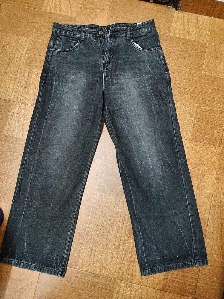 Roadster Mens Dark Wash Wide Leg Jeans
