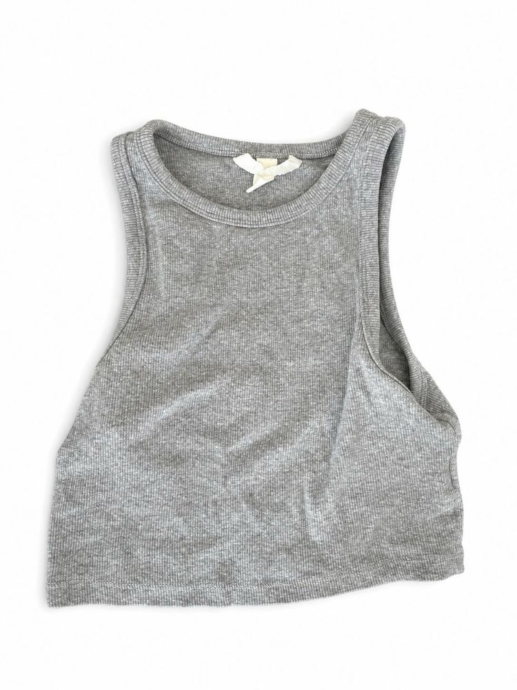 Grey Ribbed Tank Top