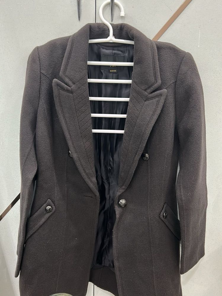 Elegant Brown Wool Coat