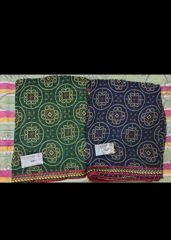 Beautiful Bandhani Print And Grey Sarees