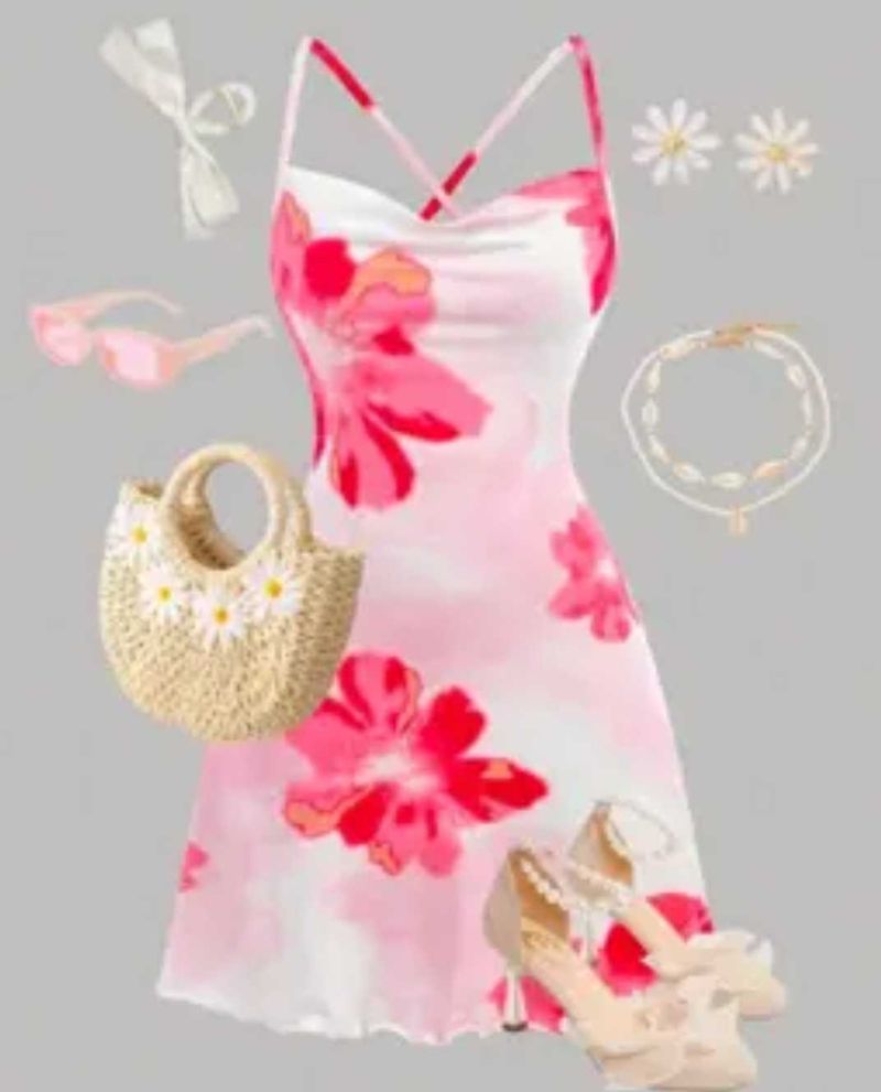 Floral Print Spaghetti Strap Dress