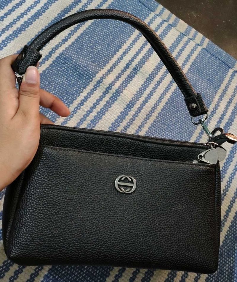 Chic Black Faux Leather Clutch