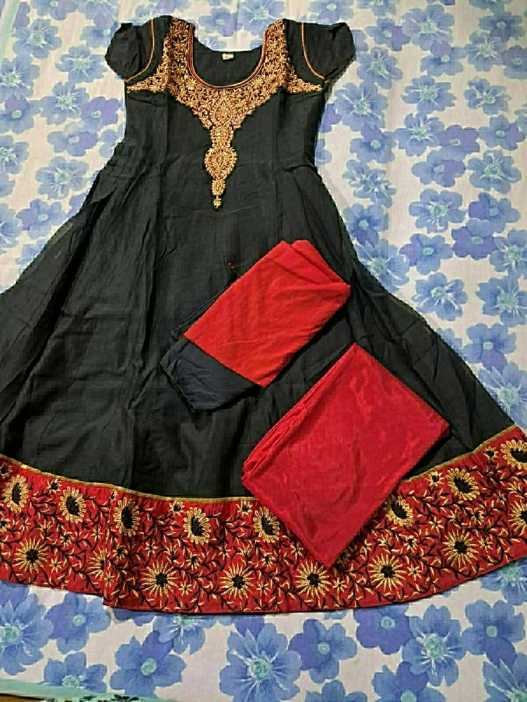 Black And Red Anarkali Set