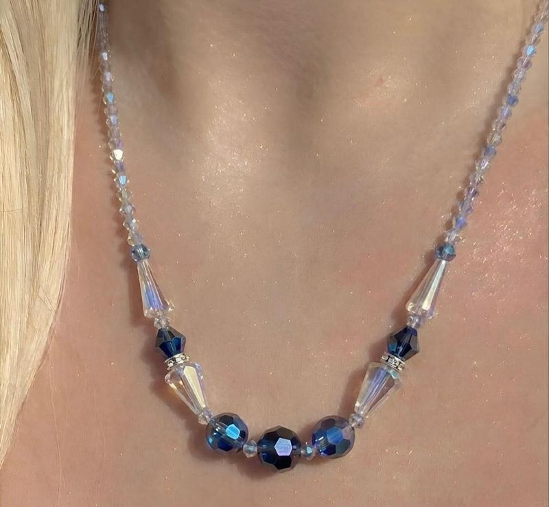 Elegant Sparkling Blue Crystal Mermaid Necklace