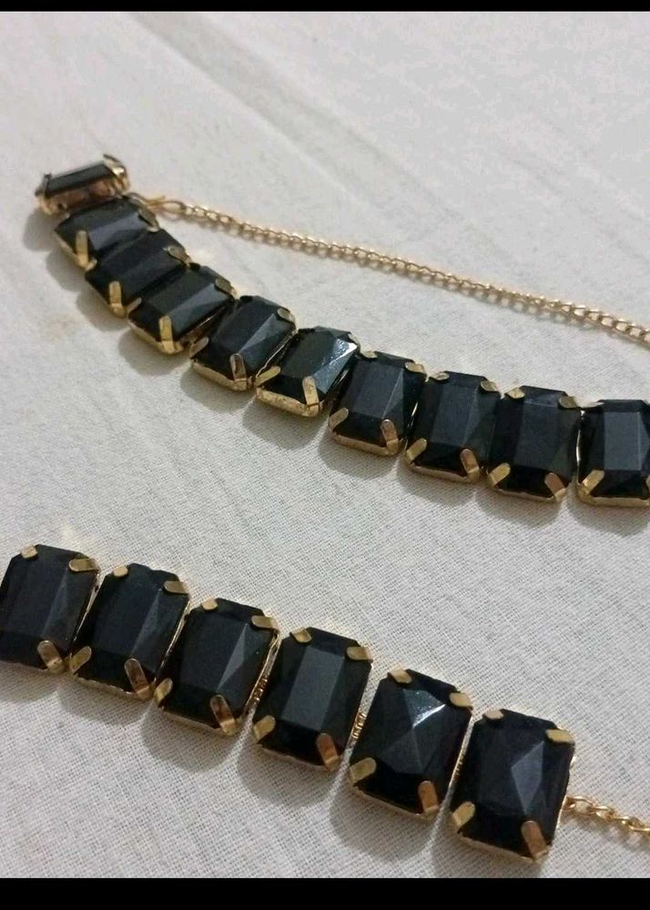 Black Gemstone Statement Necklace