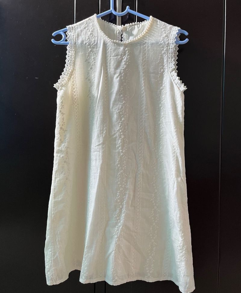 Elegant White Broderie Anglaise Dress