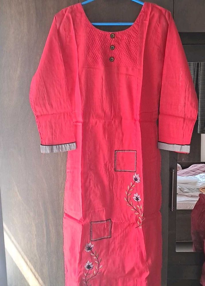 Pink Embroidered Kurta