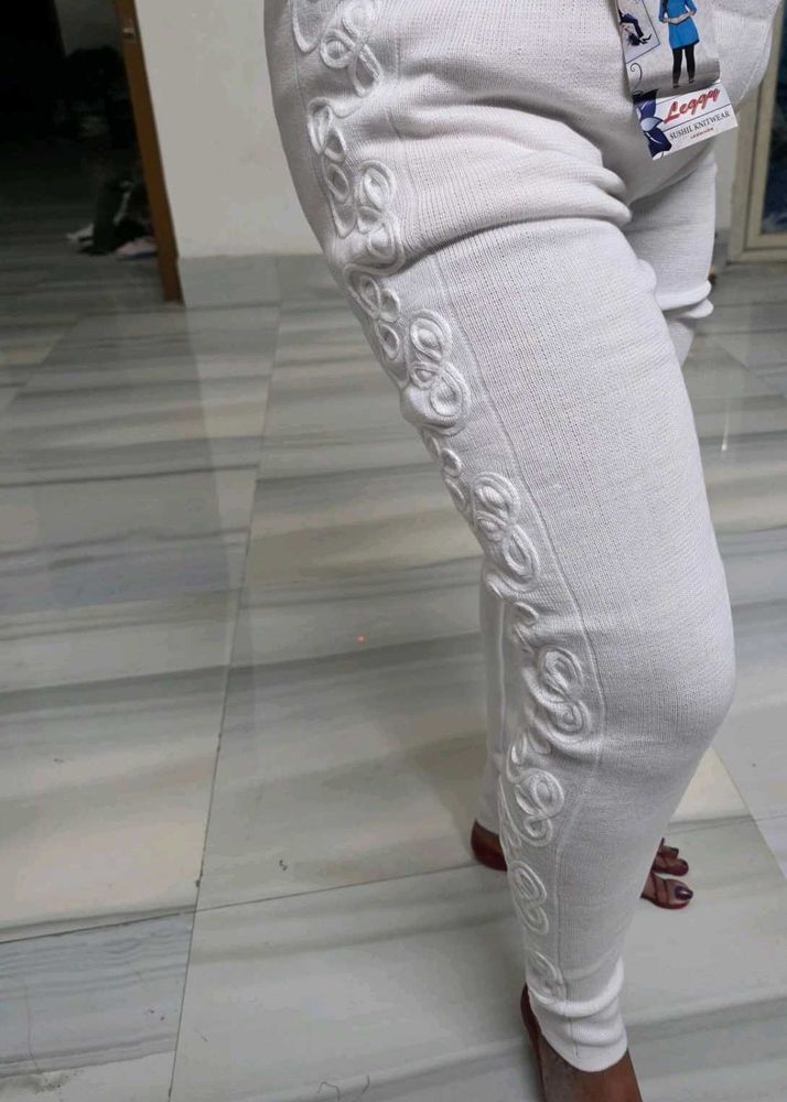 White Leggings with wool