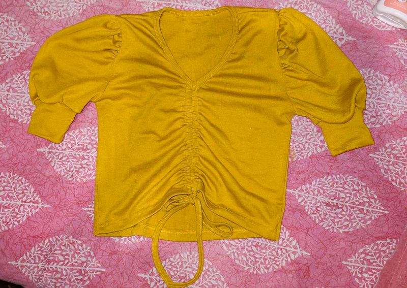 Trendy Ruched Puff Sleeve Top