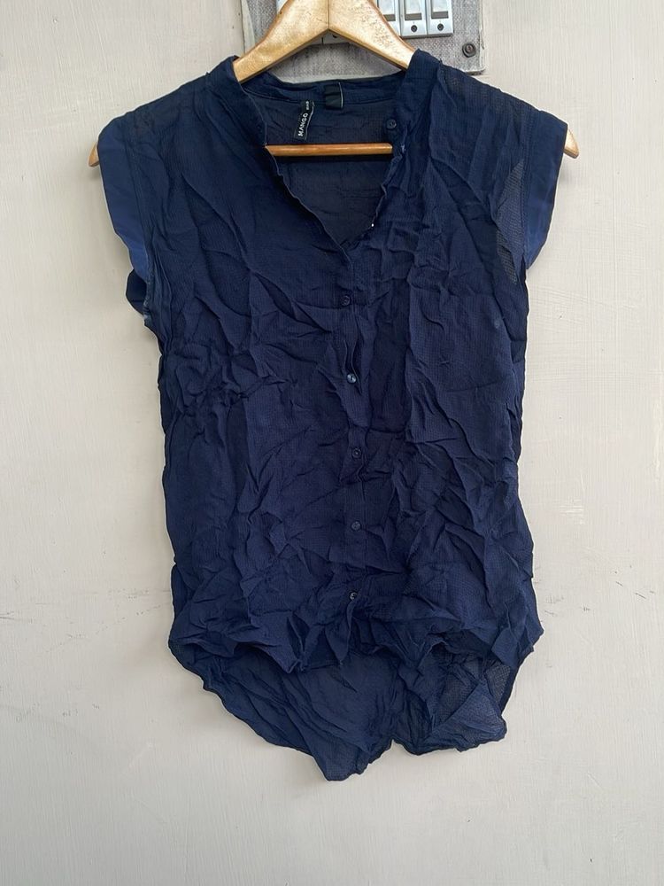 Stylish Navy Blue Sleeveless Top