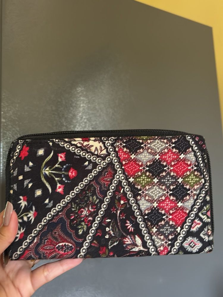 Stylish Patchwork Zip-Around Wallet
