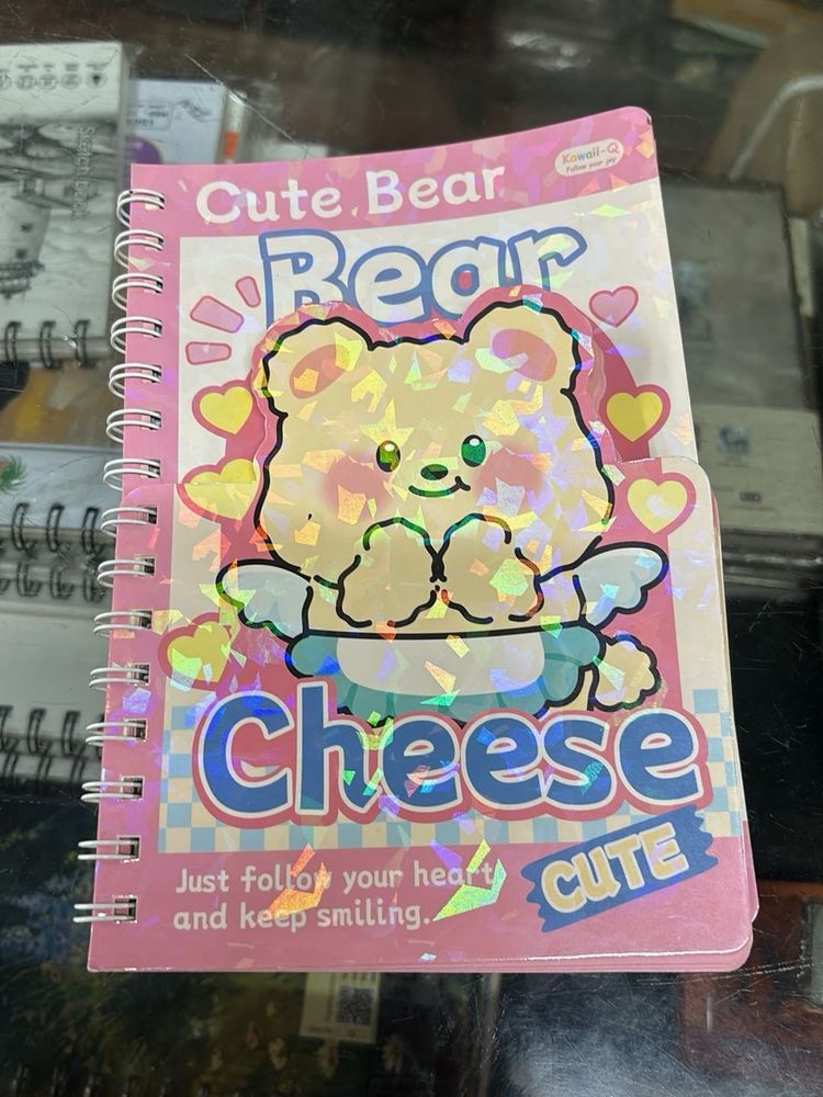 Cute Bear Spiral Journal with stickers