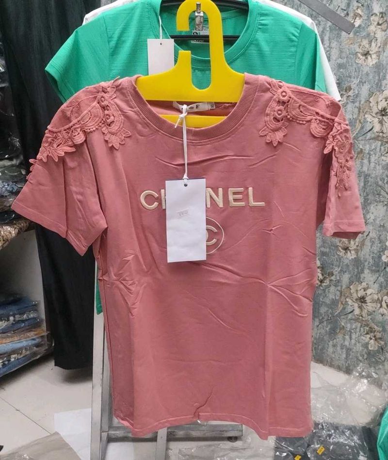 Pink Lace Detail Tee