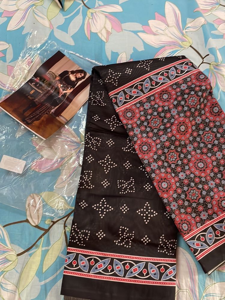 Saree With Ajrakh Print From Griiham