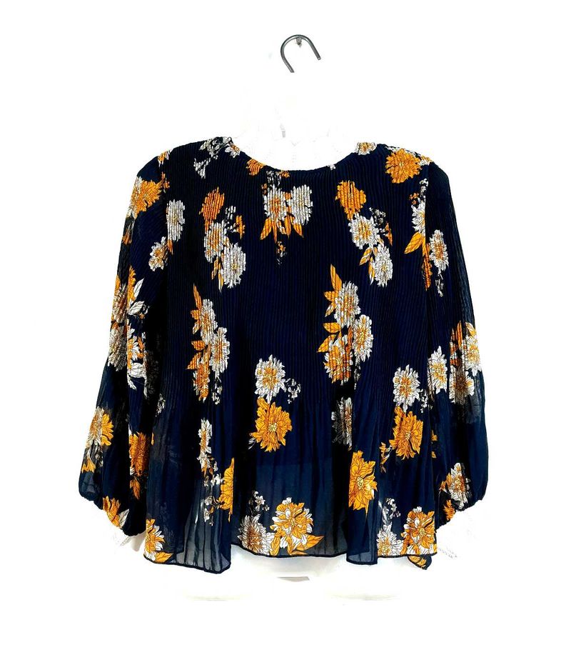 Navy Blue Printed Top For Women's
