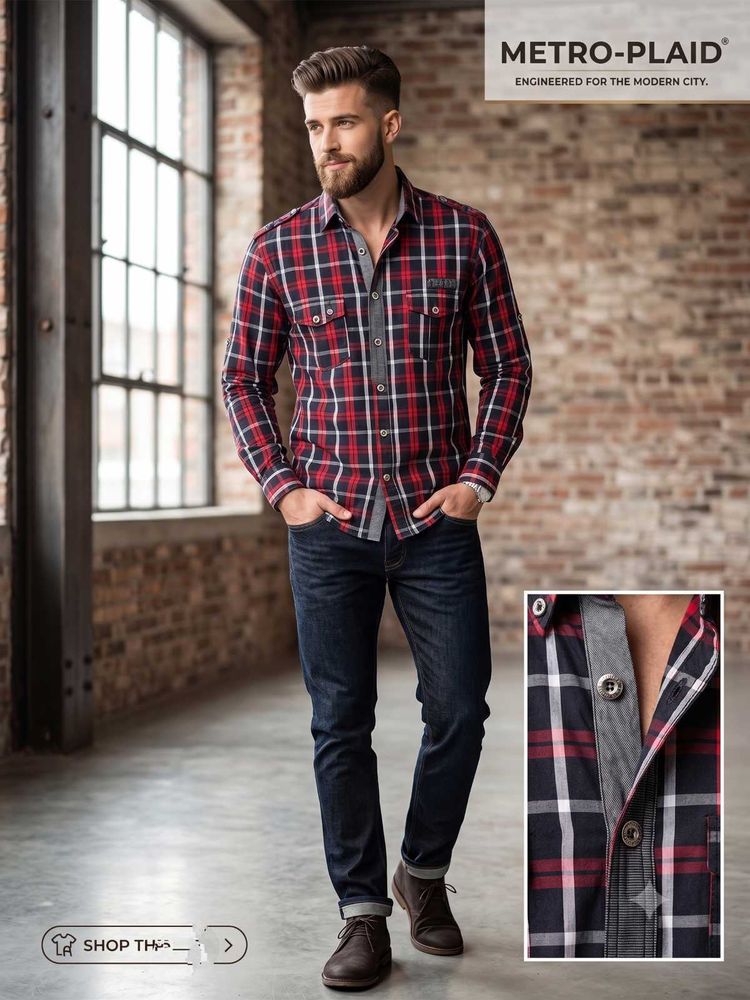 💯OG One Branded Metro-Plaid Men's Red Plai