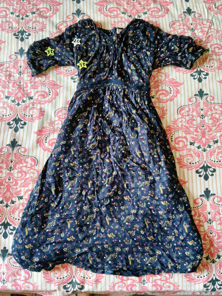 cottagecore navy blue dress⋆˚꩜｡
