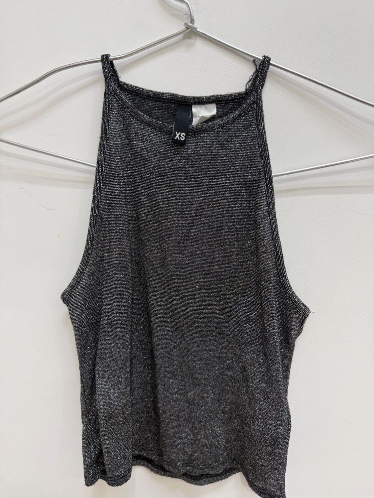 Sparkly Grey Halter Neck Top