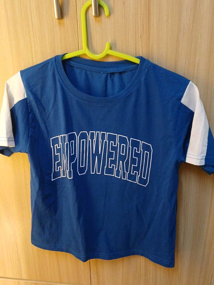 Blue "Empowered" Graphic T-Shirt