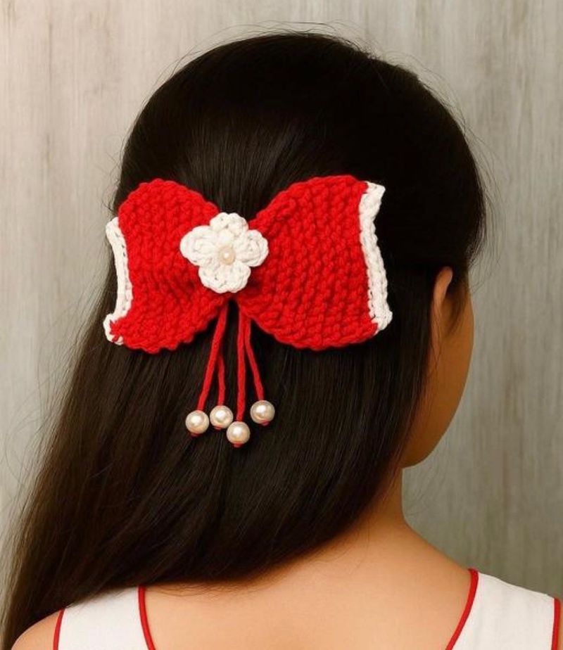 Handmade Crochet Bow Hair Clip