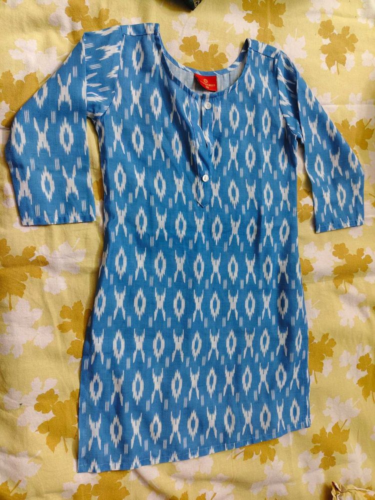 Blue Ikat Print Kurta