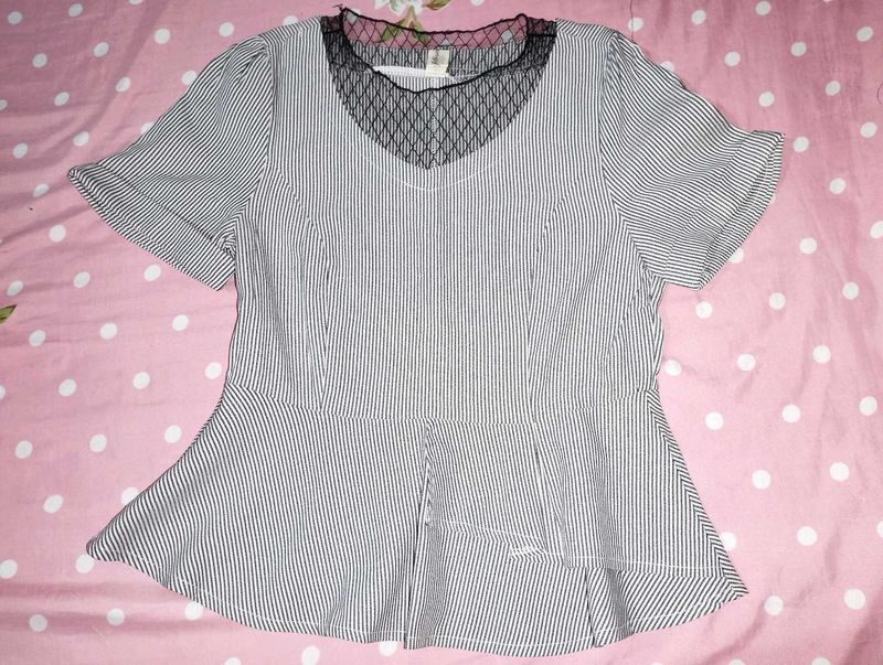 Chic Striped Peplum Top